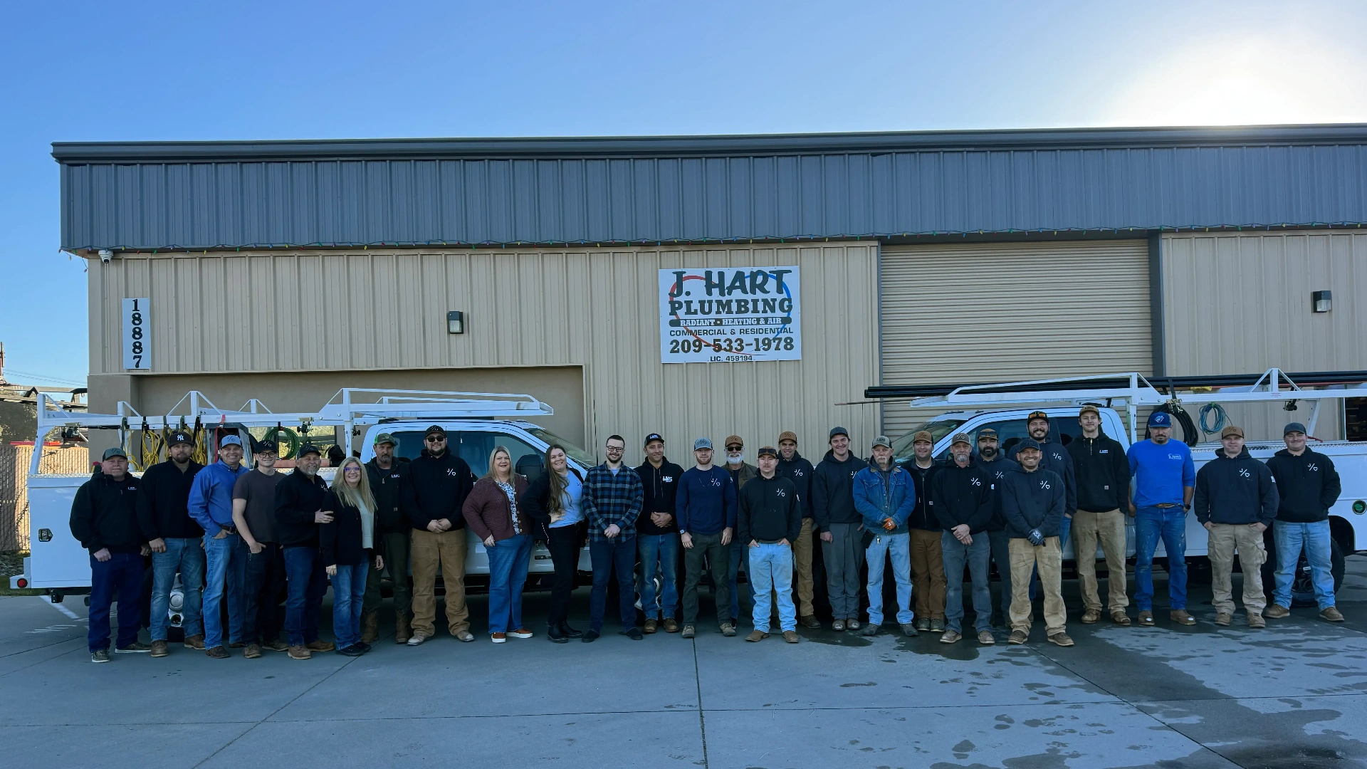 The J. Hart Plumbing team in front of the Sonora shop